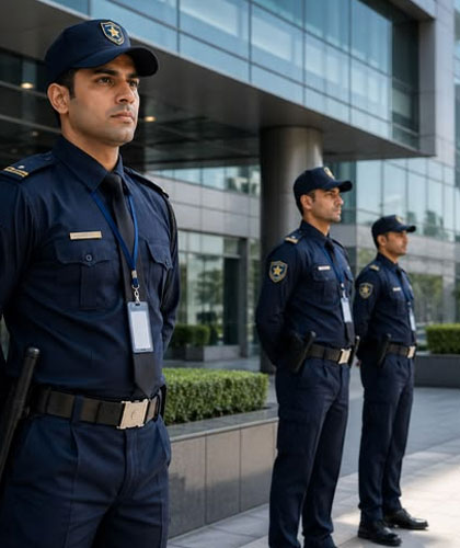 Commercial security guard monitoring office shop and business premises in Ahmedabad